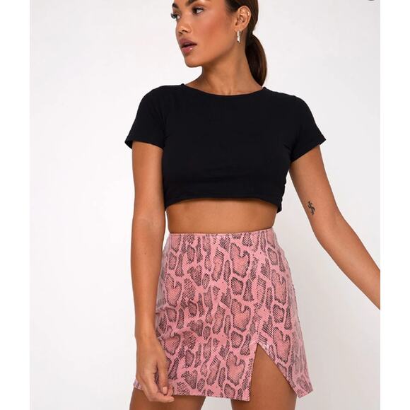 Motel Rocks WREN MINI SKIRT IN PU SNAKE PINK Size Small - Picture 1 of 9
